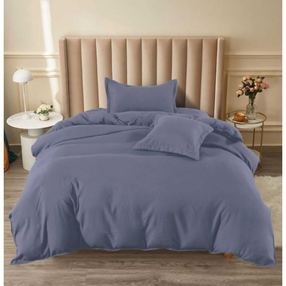 Set Lenjerie Eleganta pat cu elastic, tesatura tip finet, uni, pat 1 persoana, 4 piese, cearsaf de pat 140x200 cm,T60-71