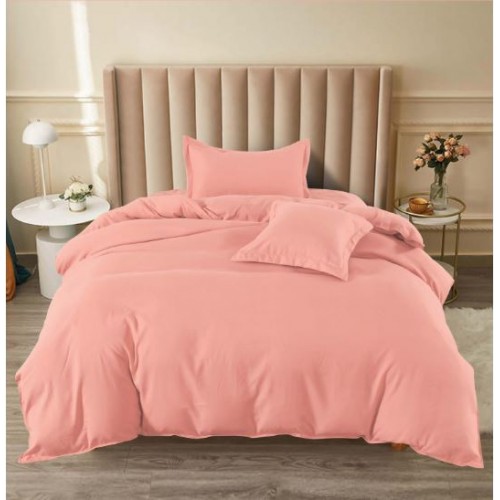 Set Lenjerie Eleganta pat cu elastic, tesatura tip finet, uni, pat 1 persoana, 4 piese, cearsaf de pat 140x200 cm,T60-66