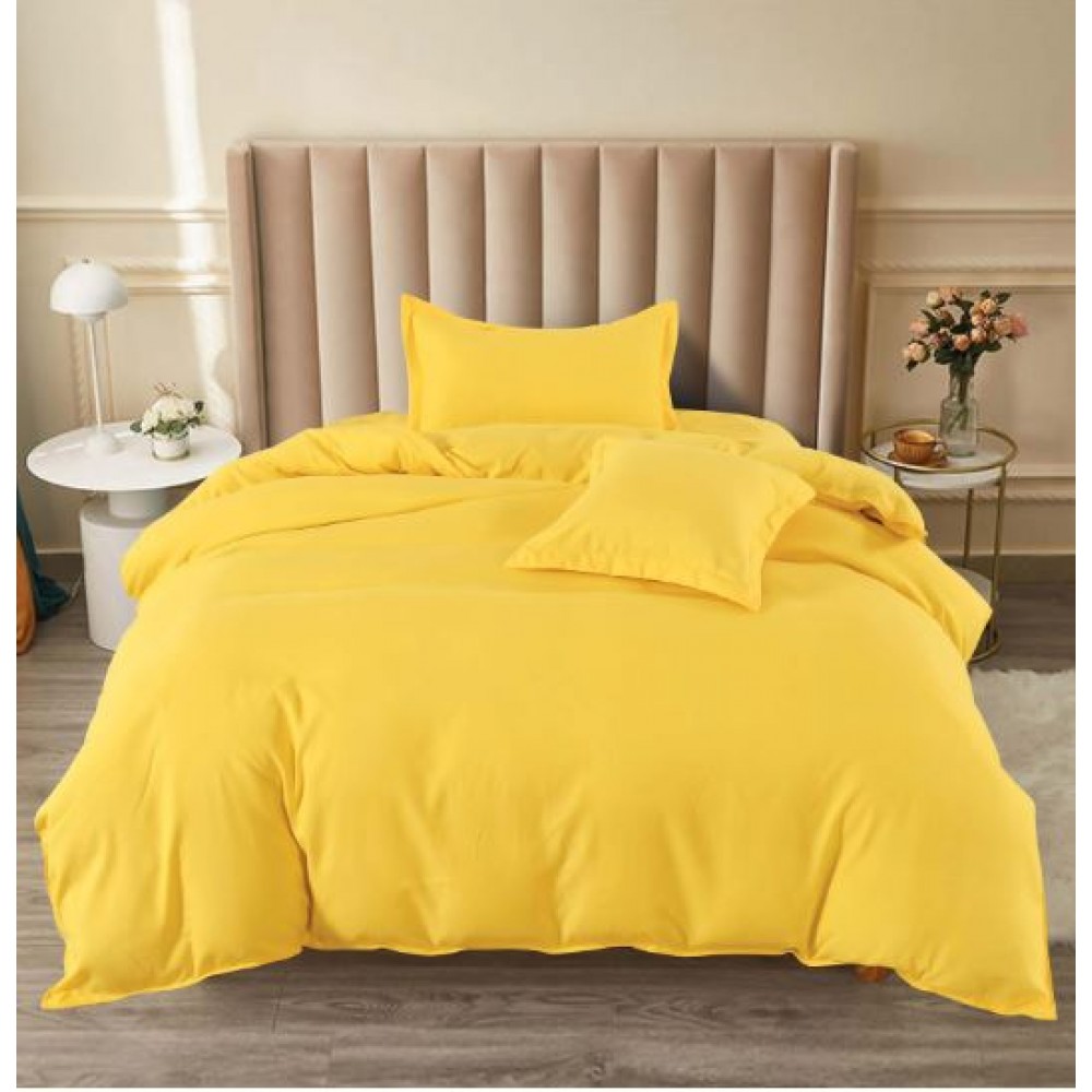 Set Lenjerie Eleganta pat cu elastic, tesatura tip finet, uni, pat 1 persoana, 4 piese, cearsaf de pat 140x200 cm,T60-64