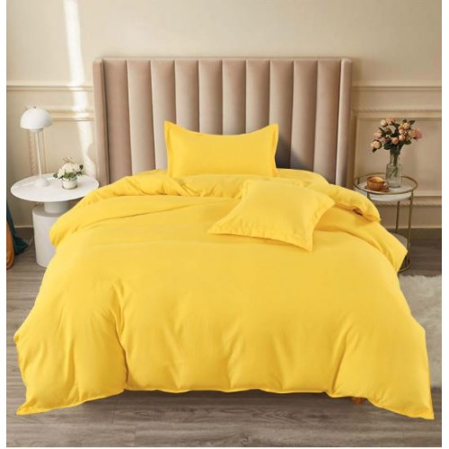 Set Lenjerie Eleganta pat cu elastic, tesatura tip finet, uni, pat 1 persoana, 4 piese, cearsaf de pat 140x200 cm,T60-64