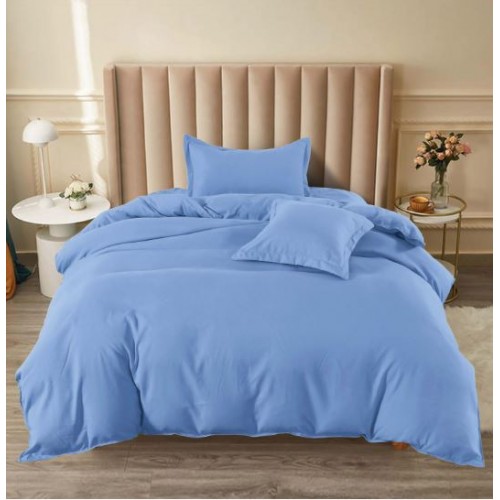 Set Lenjerie Eleganta pat cu elastic, tesatura tip finet, uni, pat 1 persoana, 4 piese, cearsaf de pat 140x200 cm,T60-58