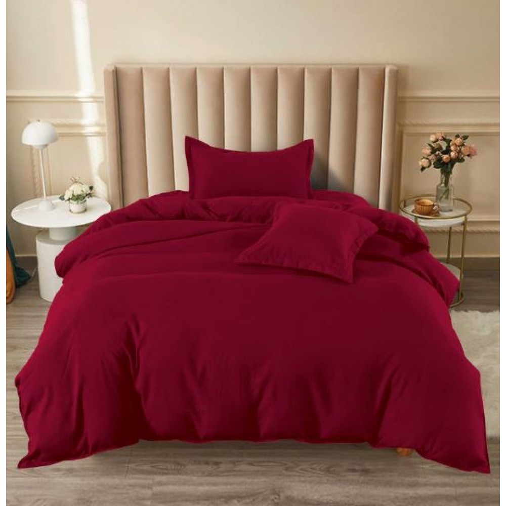 Set Lenjerie Eleganta pat cu elastic, tesatura tip finet, uni, pat 1 persoana, 4 piese, cearsaf de pat 140x200 cm,T60-56