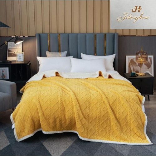 Patura cu blanita pentru pat dublu, model tip Tricot, Uni, 230x250cm, Z13