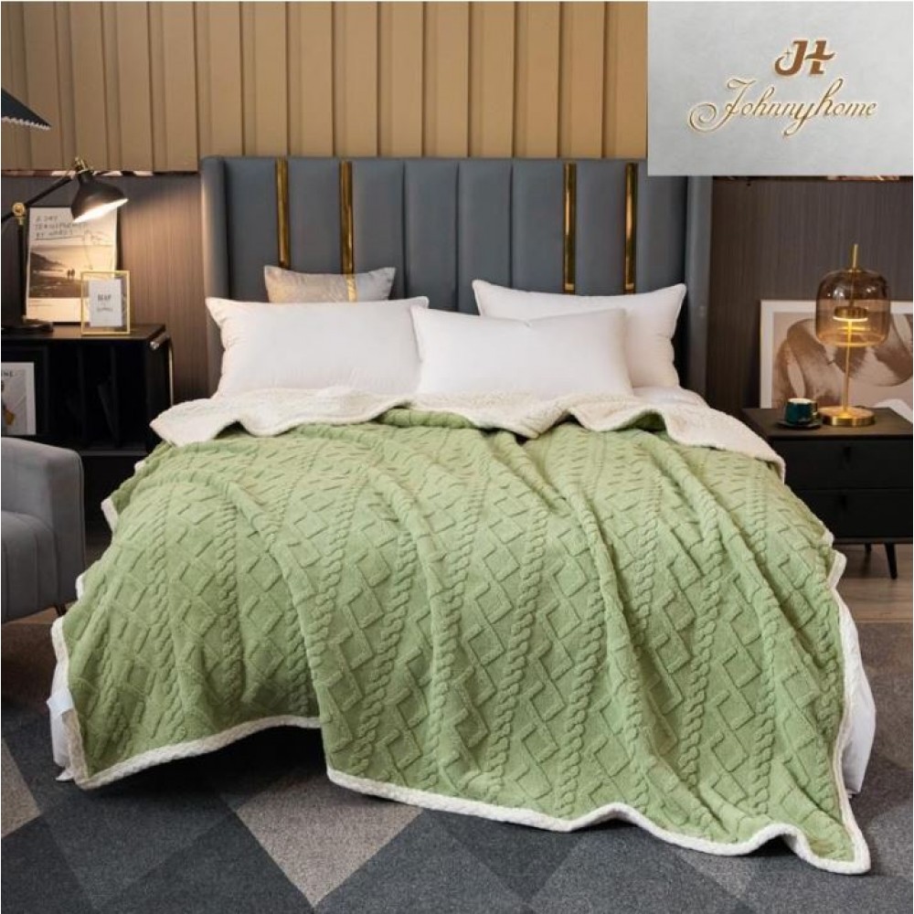 Patura cu blanita pentru pat dublu, model tip Tricot, Uni, 230x250cm, Z04