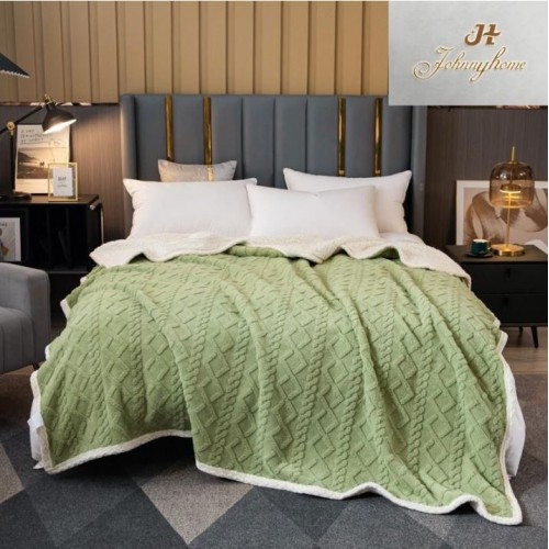 Patura cu blanita pentru pat dublu, model tip Tricot, Uni, 230x250cm, Z04