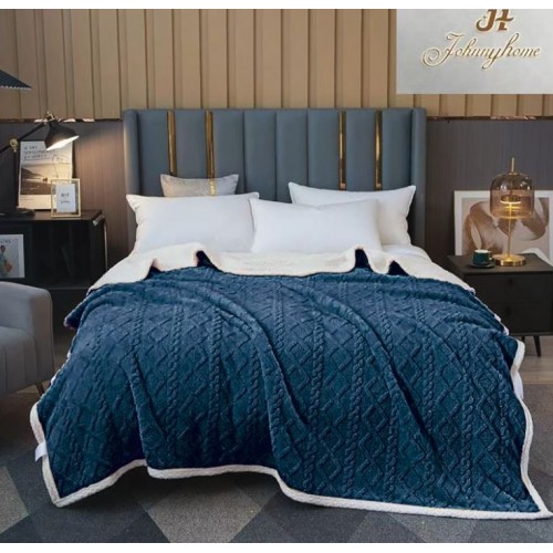 Patura cu blanita pentru pat dublu, model tip Tricot, Uni, 230x250cm, Z09