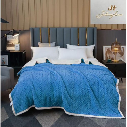 Patura cu blanita pentru pat dublu, model tip Tricot, Uni, 230x250cm, Z03