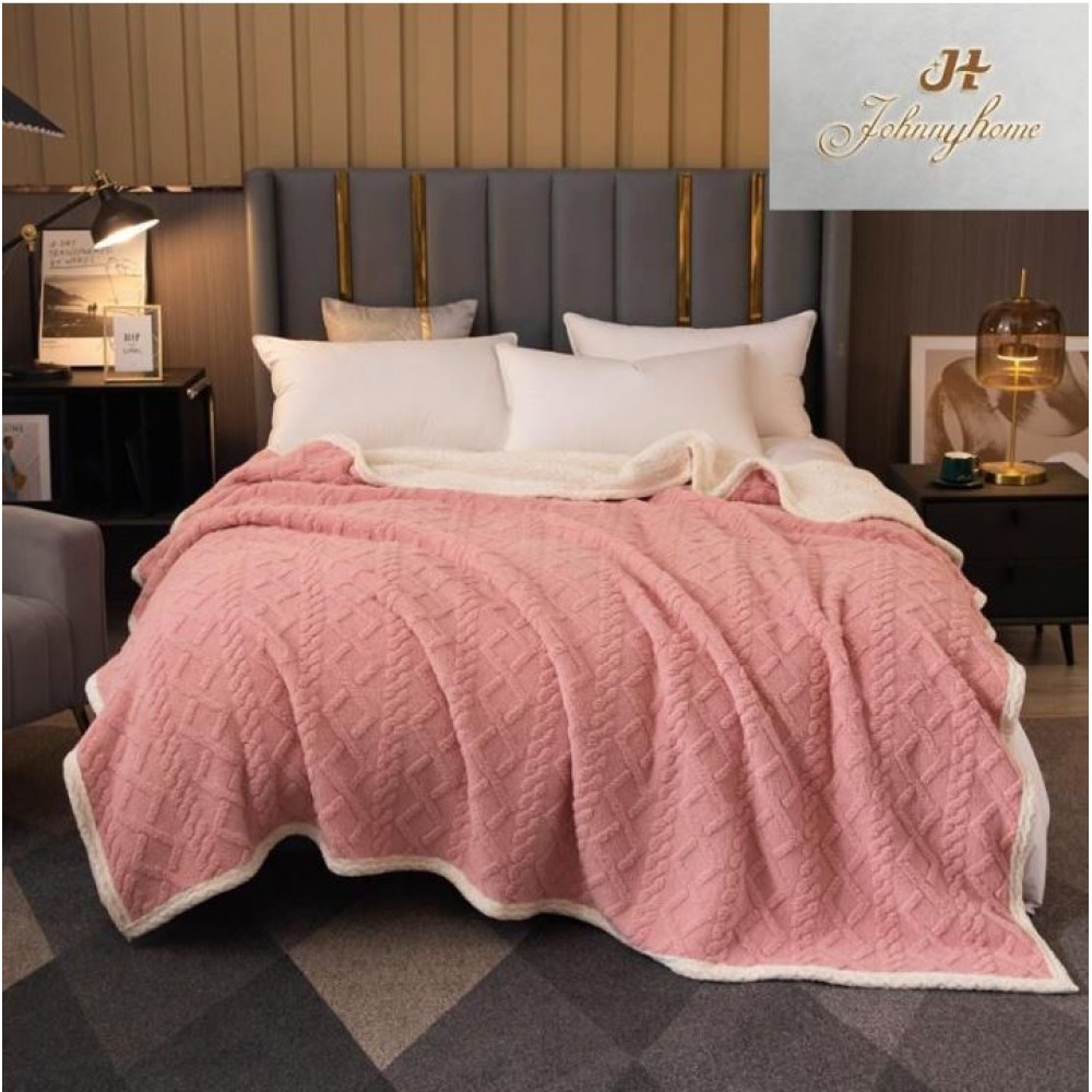 Patura cu blanita pentru pat dublu, model tip Tricot, Uni, 230x250cm, Z06