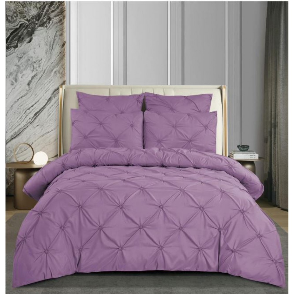 Set Lenjerie Eleganta pentru pat dublu din Bumbac Finet, Cearceaf cu Elastic 180x200cm, 6 Piese, Pliuri, T2-15