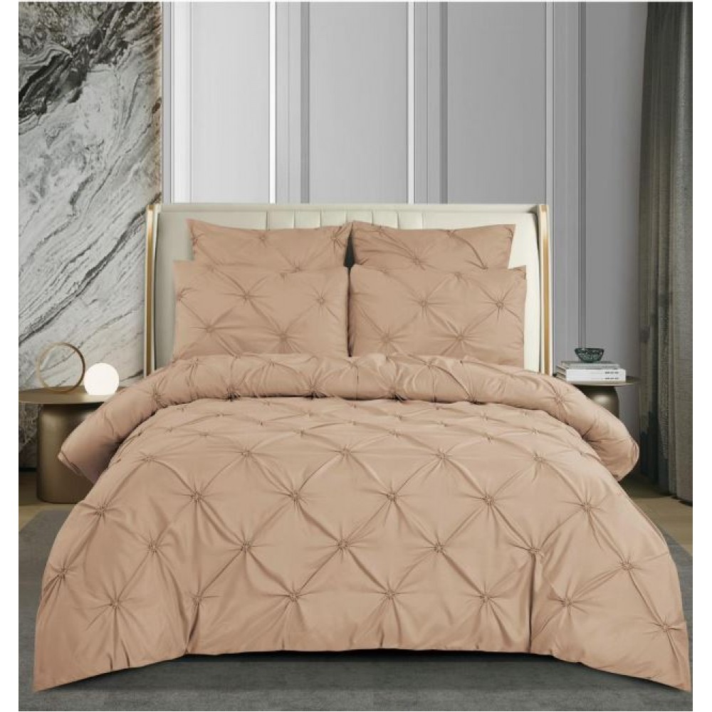 Set Lenjerie Eleganta pentru pat dublu din Bumbac Finet, Cearceaf cu Elastic 180x200cm, 6 Piese, Pliuri, T2-13