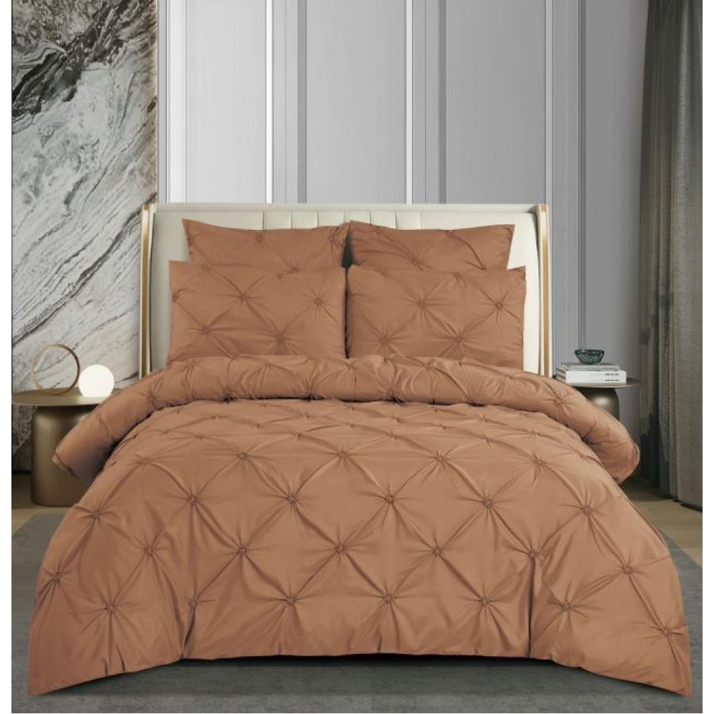 Set Lenjerie Eleganta pentru pat dublu din Bumbac Finet, Cearceaf cu Elastic 180x200cm, 6 Piese, Pliuri, T2-12