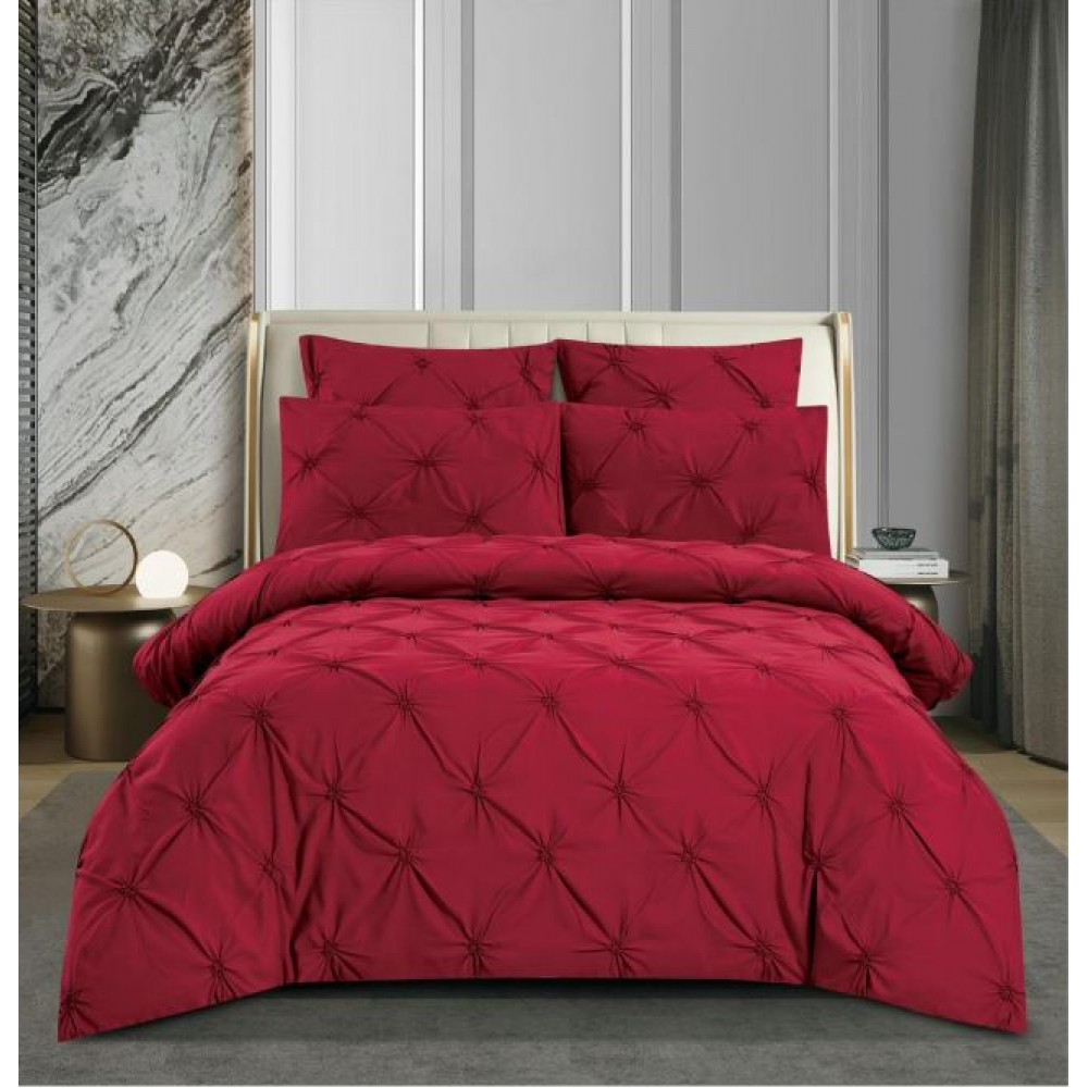Set Lenjerie Eleganta pentru pat dublu din Bumbac Finet, Cearceaf cu Elastic 180x200cm, 6 Piese, Pliuri, T2-09