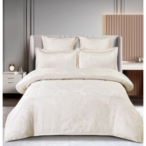 Lenjerie de pat dublu cu elastic, Jaquard Brodat Lux, 6 Piese, Cearceaf de pat 180 x 200 x 25 cm, T3-15