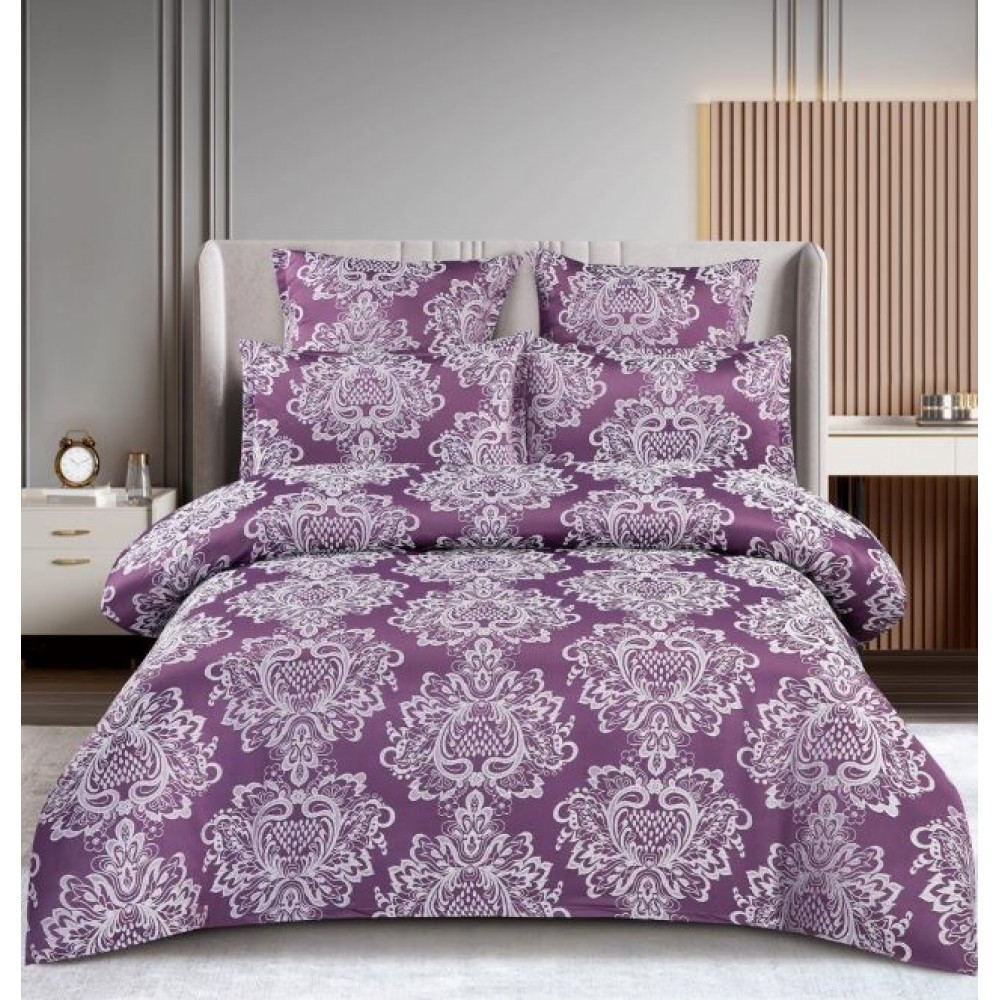 Lenjerie de pat dublu cu elastic, Jaquard Brodat Lux, 6 Piese, Cearceaf de pat 180 x 200 x 25 cm, T3-05