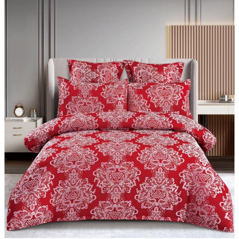 Lenjerie de pat dublu cu elastic, Jaquard Brodat Lux, 6 Piese, Cearceaf de pat 180 x 200 x 25 cm, T3-03