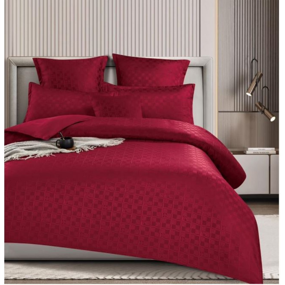 Lenjerie de pat dublu cu ELASTIC, Model Carouri,Bumbac  Finet, 6 piese, 2 persoane, Uni, 180x200cm, T4-15
