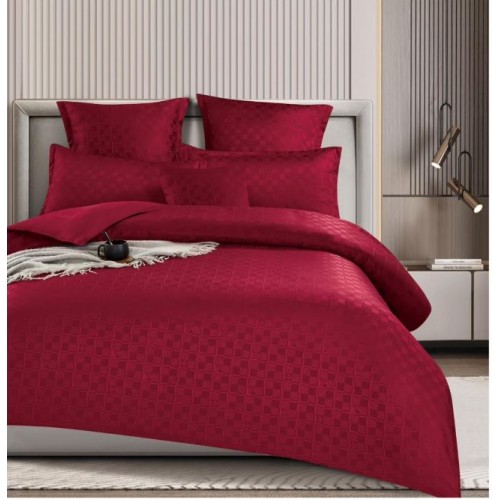 Lenjerie de pat dublu cu ELASTIC, Model Carouri,Bumbac  Finet, 6 piese, 2 persoane, Uni, 180x200cm, T4-15