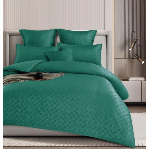 Lenjerie de pat dublu cu ELASTIC, Model Carouri,Bumbac  Finet, 6 piese, 2 persoane, Uni, 180x200cm, T4-14