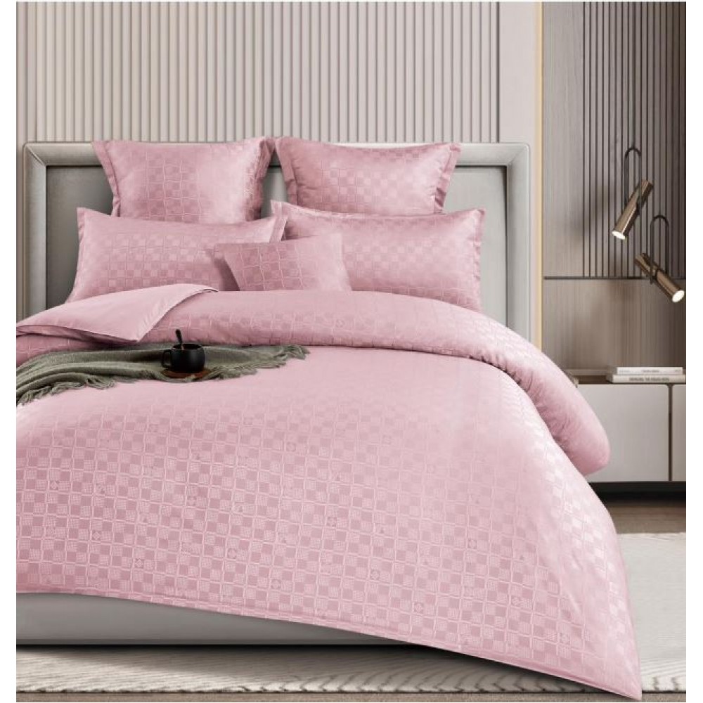 Lenjerie de pat dublu cu ELASTIC, Model Carouri,Bumbac  Finet, 6 piese, 2 persoane, Uni, 180x200cm, T4-13