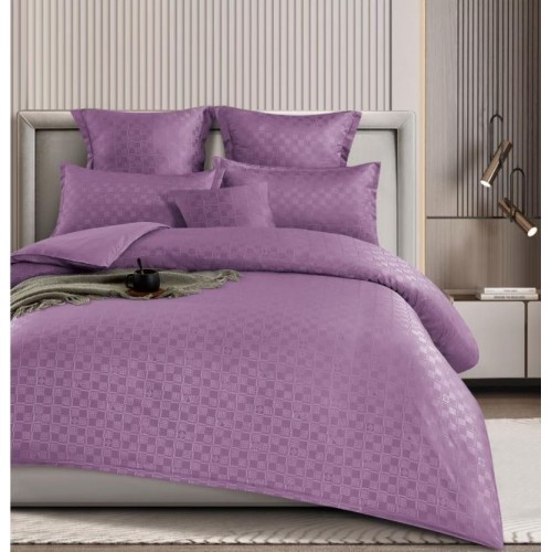 Lenjerie de pat dublu cu ELASTIC, Model Carouri,Bumbac  Finet, 6 piese, 2 persoane, Uni, 180x200cm, T4-12