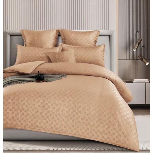 Lenjerie de pat dublu cu ELASTIC, Model Carouri,Bumbac Finet, 6 piese, 2 persoane, Uni, 180x200cm, T4-10