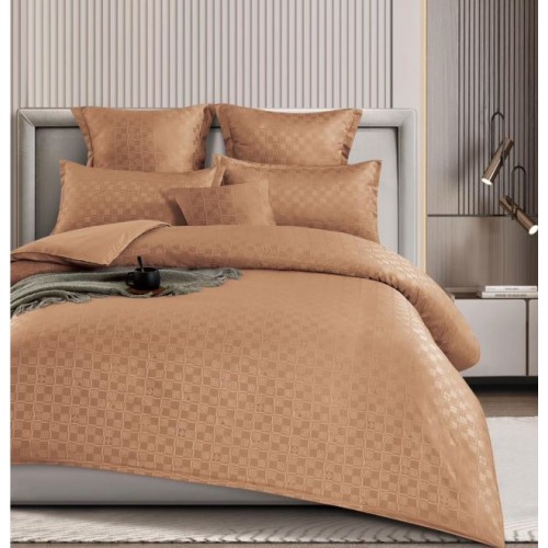 Lenjerie de pat dublu cu ELASTIC, Model Carouri,Bumbac  Finet, 6 piese, 2 persoane, Uni, 180x200cm, T4-09