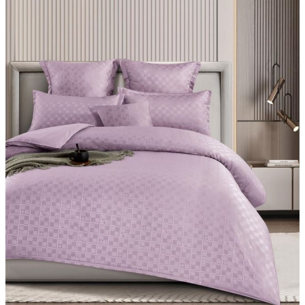 Lenjerie de pat dublu cu ELASTIC, Model Carouri,Bumbac  Finet, 6 piese, 2 persoane, Uni, 180x200cm, T4-07