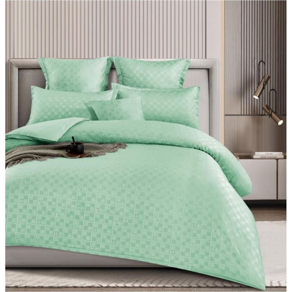 Lenjerie de pat dublu cu ELASTIC, Model Carouri,Bumbac  Finet, 6 piese, 2 persoane, Uni, 180x200cm, T4-03