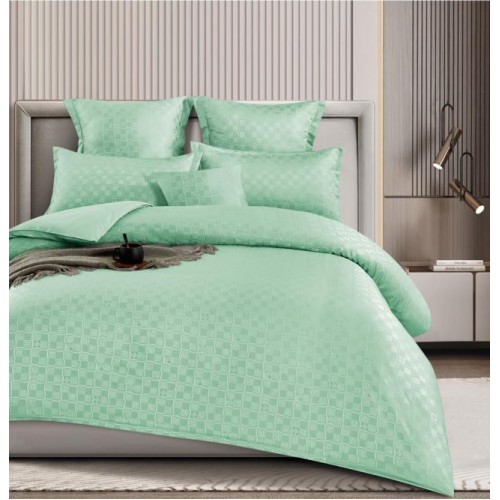 Lenjerie de pat dublu cu ELASTIC, Model Carouri,Bumbac  Finet, 6 piese, 2 persoane, Uni, 180x200cm, T4-03