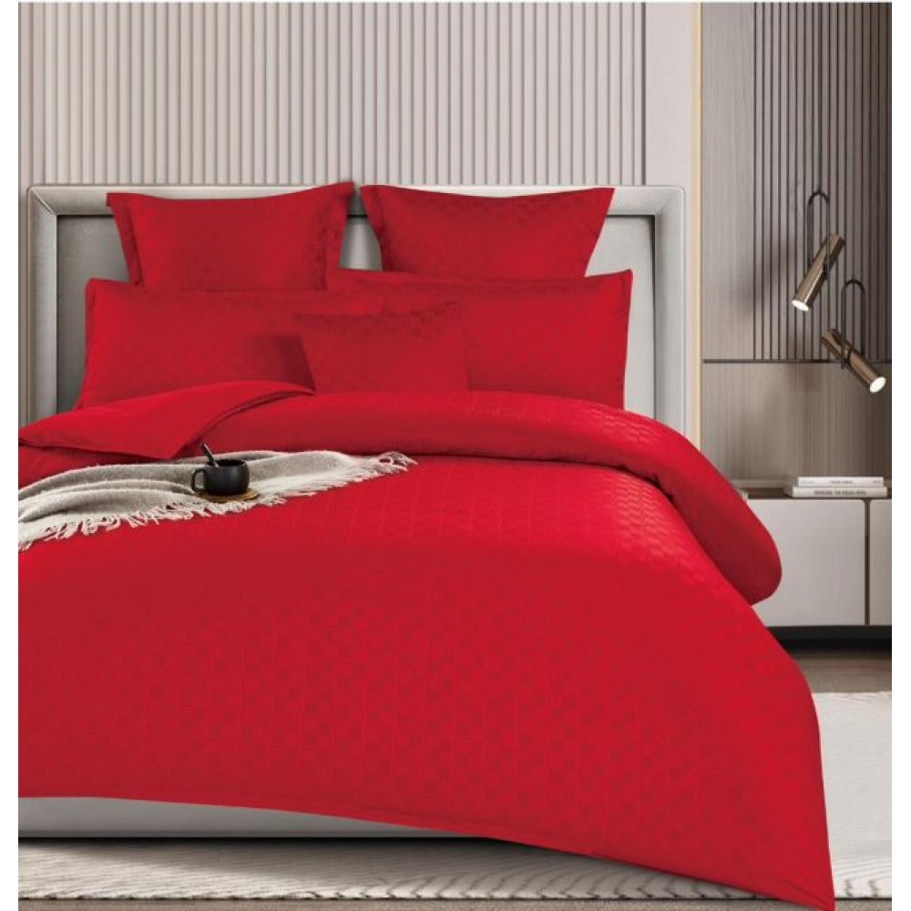 Lenjerie de pat dublu cu ELASTIC, Model Carouri,Bumbac Finet, 6 piese, 2 persoane, Uni, 180x200cm, T4-02