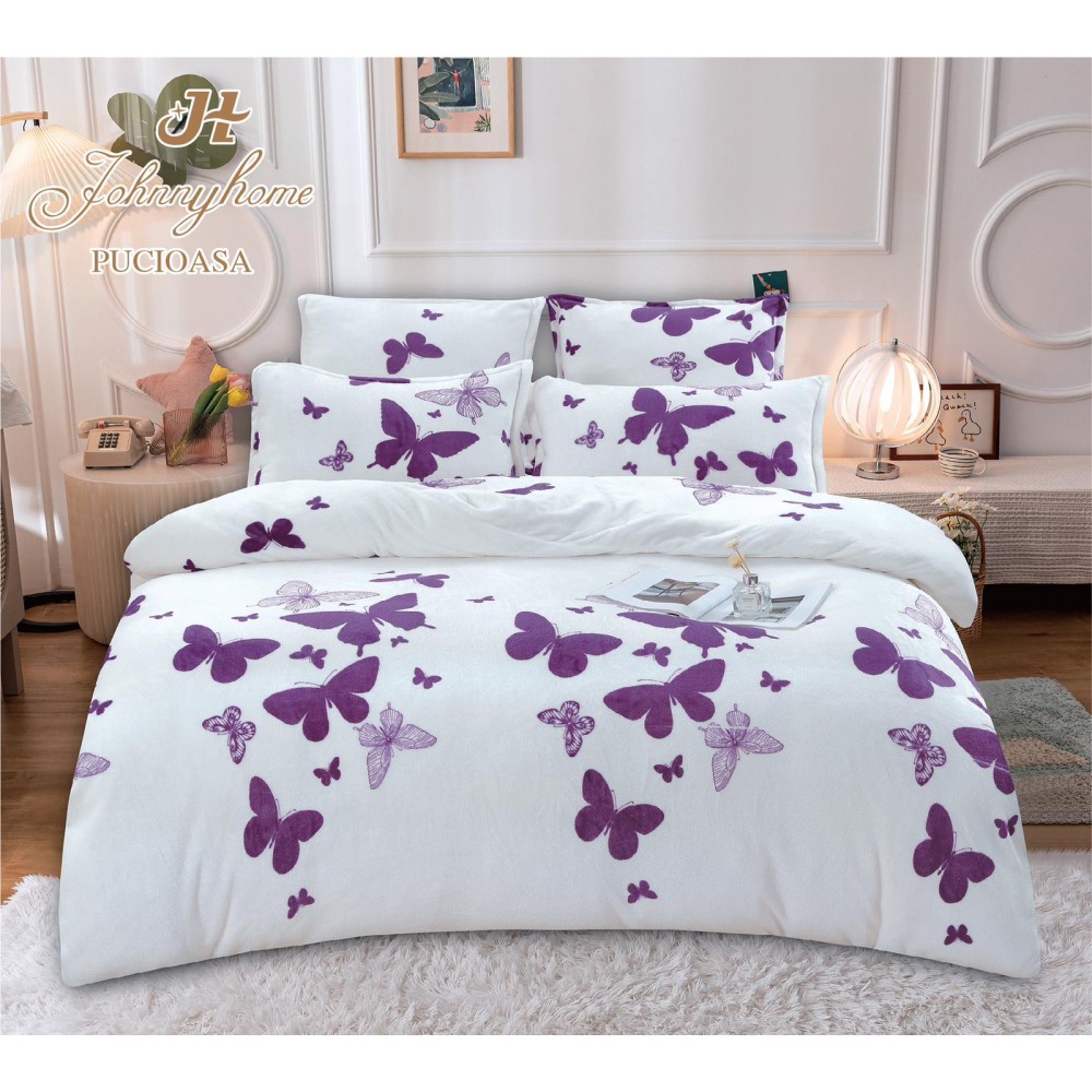 Set Lenjerie Eleganta , Cocolino 6 piese, pentru 2 persoane, Cearceaf de pat 220x230 cm, F06