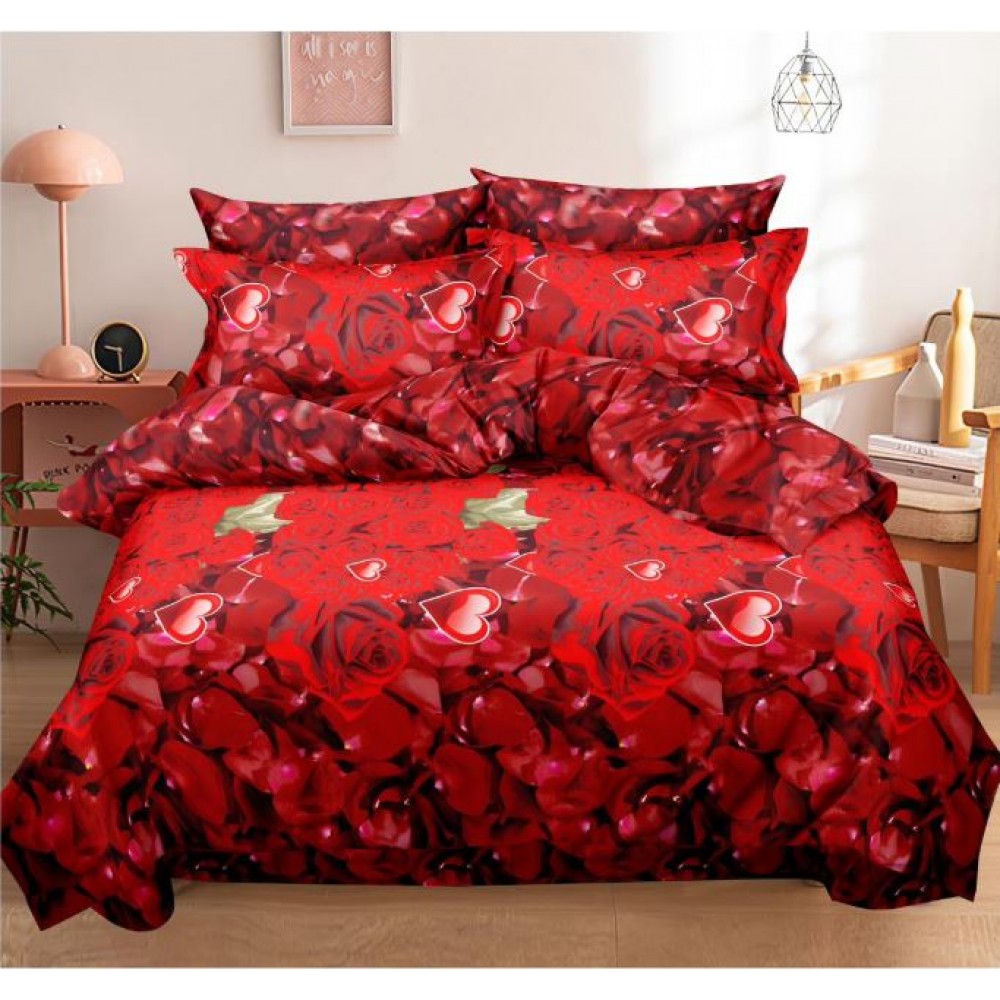 Set Lenjerie Eleganta ,3D 6 piese, pentru 2 persoane, Cearceaf de pat 240x250 cm, B60-01