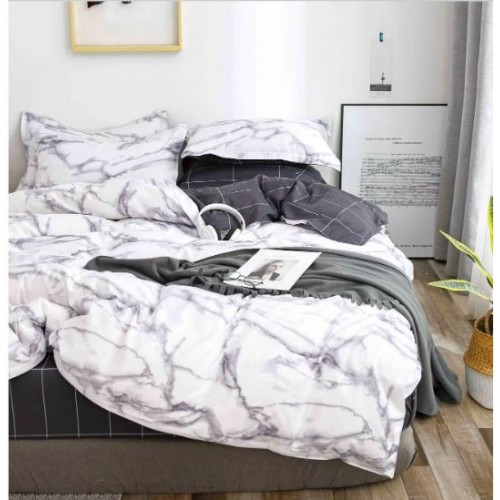 Set Lenjerie Eleganta 4 Piese Din Bumbac Satinat Cu Elastic ,1 Persoana, Cearceaf de pat 140x200 cm, YE-27
