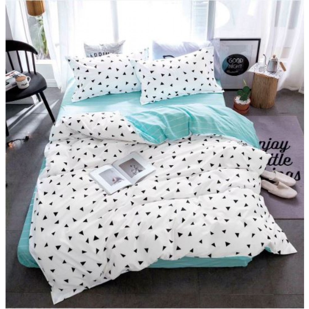 Set Lenjerie Eleganta 4 Piese Din Bumbac Satinat Cu Elastic ,1 Persoana, Cearceaf de pat 140x200 cm, YE-26