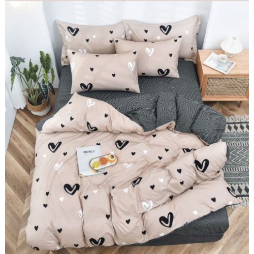 Set Lenjerie Eleganta 4 Piese Din Bumbac Satinat Cu Elastic ,1 Persoana, Cearceaf de pat 140x200 cm, YE-18