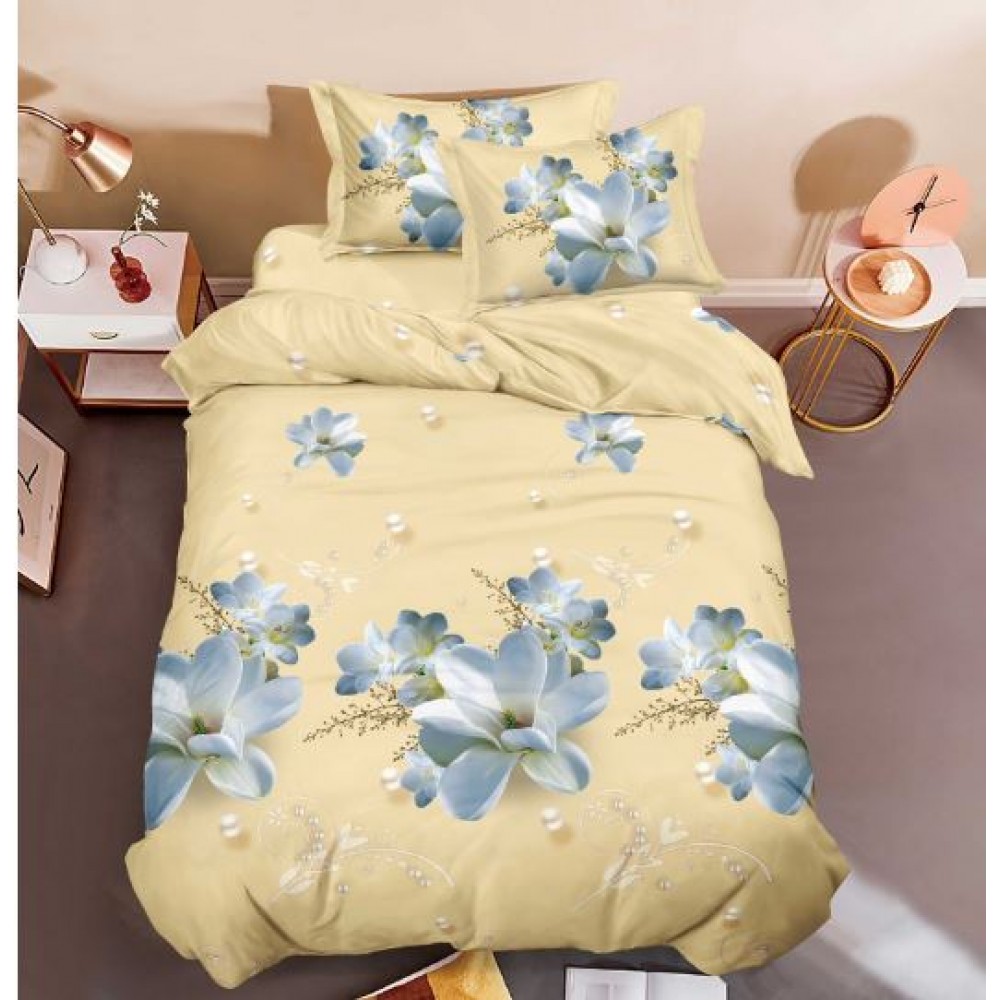 Set Lenjerie Eleganta 3D, Pentru 1 persoana, Bumbac Satinat, 4 piese, cearceaf pentru pat 155x230cm, BG-30