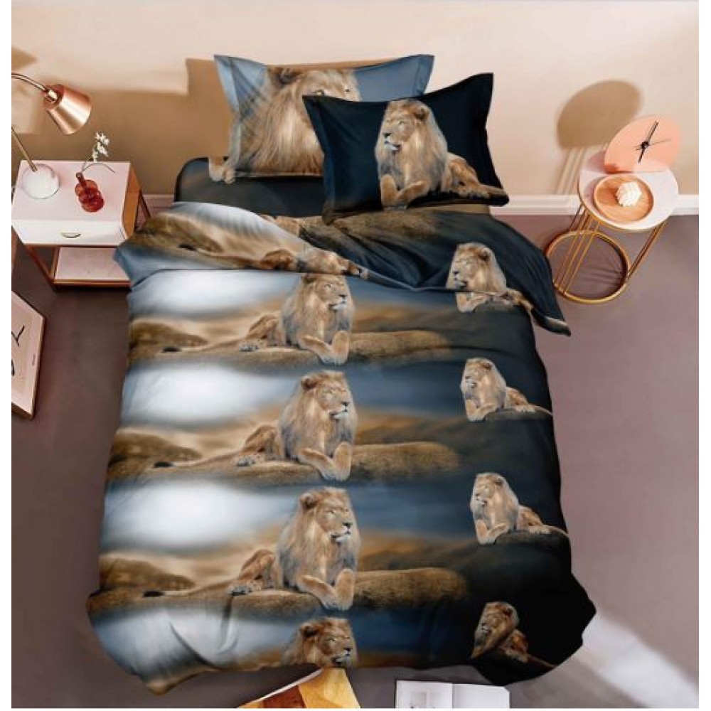 Set Lenjerie Eleganta 3D, Pentru 1 persoana, Bumbac Satinat, 4 piese, cearceaf pentru pat 155x230cm, BG-22
