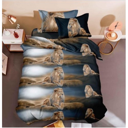 Set Lenjerie Eleganta 3D, Pentru 1 persoana, Bumbac Satinat, 4 piese, cearceaf pentru pat 155x230cm, BG-22