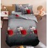 Set Lenjerie Eleganta 3D, Pentru 1 persoana, Bumbac Satinat, 4 piese, cearceaf pentru pat 155x230cm, BG-15