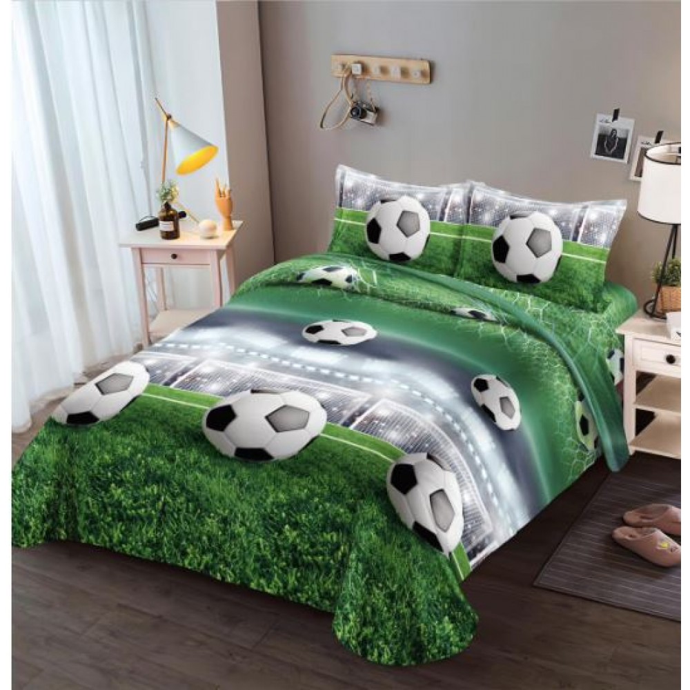 Set Lenjerie Eleganta 3D, Pentru 1 persoana, Bumbac Satinat, 4 piese, cearceaf pentru pat 155x230cm, BG-13