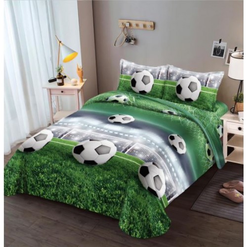 Set Lenjerie Eleganta 3D, Pentru 1 persoana, Bumbac Satinat, 4 piese, cearceaf pentru pat 155x230cm, BG-13