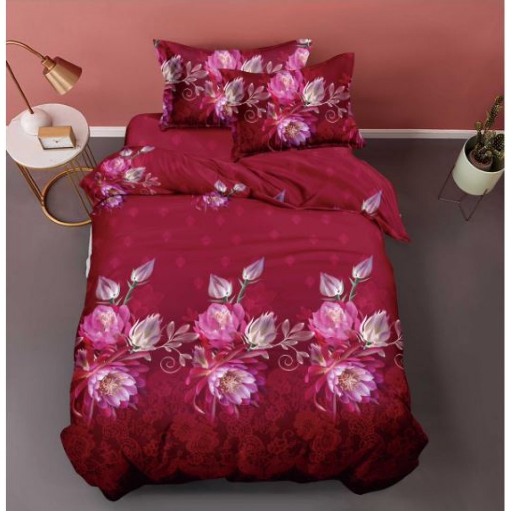 Set Lenjerie Eleganta 3D, Pentru 1 persoana, Bumbac Satinat, 4 piese, cearceaf pentru pat 155x230cm, BG-10