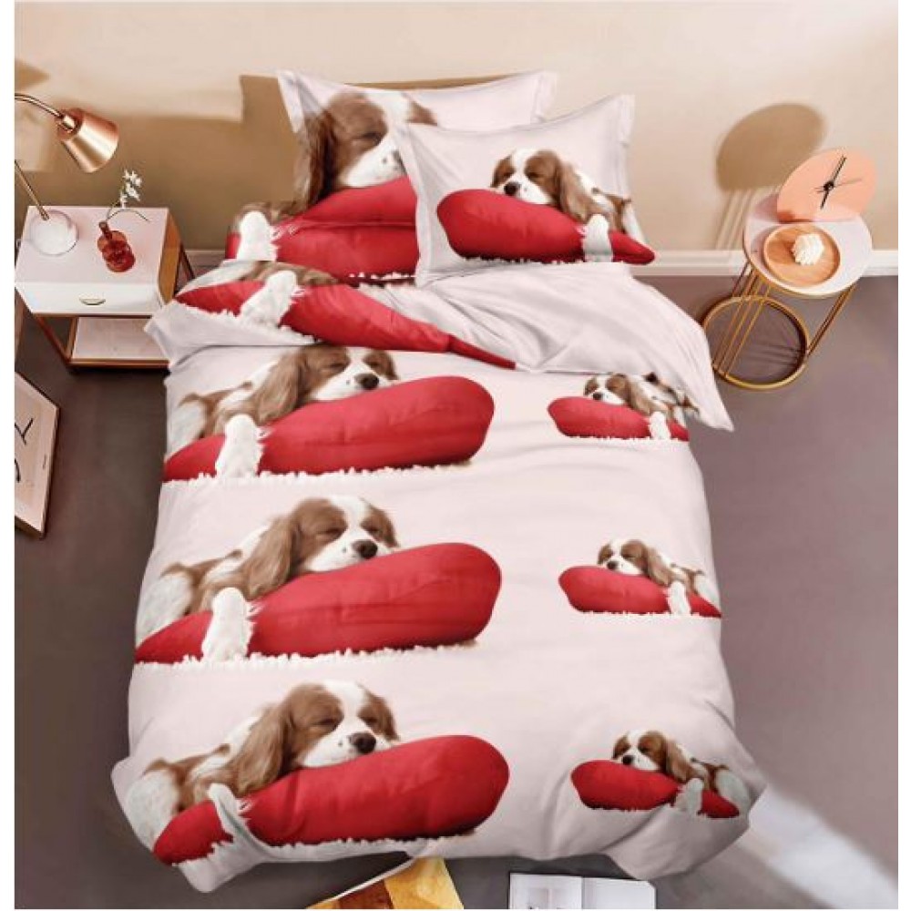 Set Lenjerie Eleganta 3D, Pentru 1 persoana, Bumbac Satinat, 4 piese, cearceaf pentru pat 155x230cm, BG-07