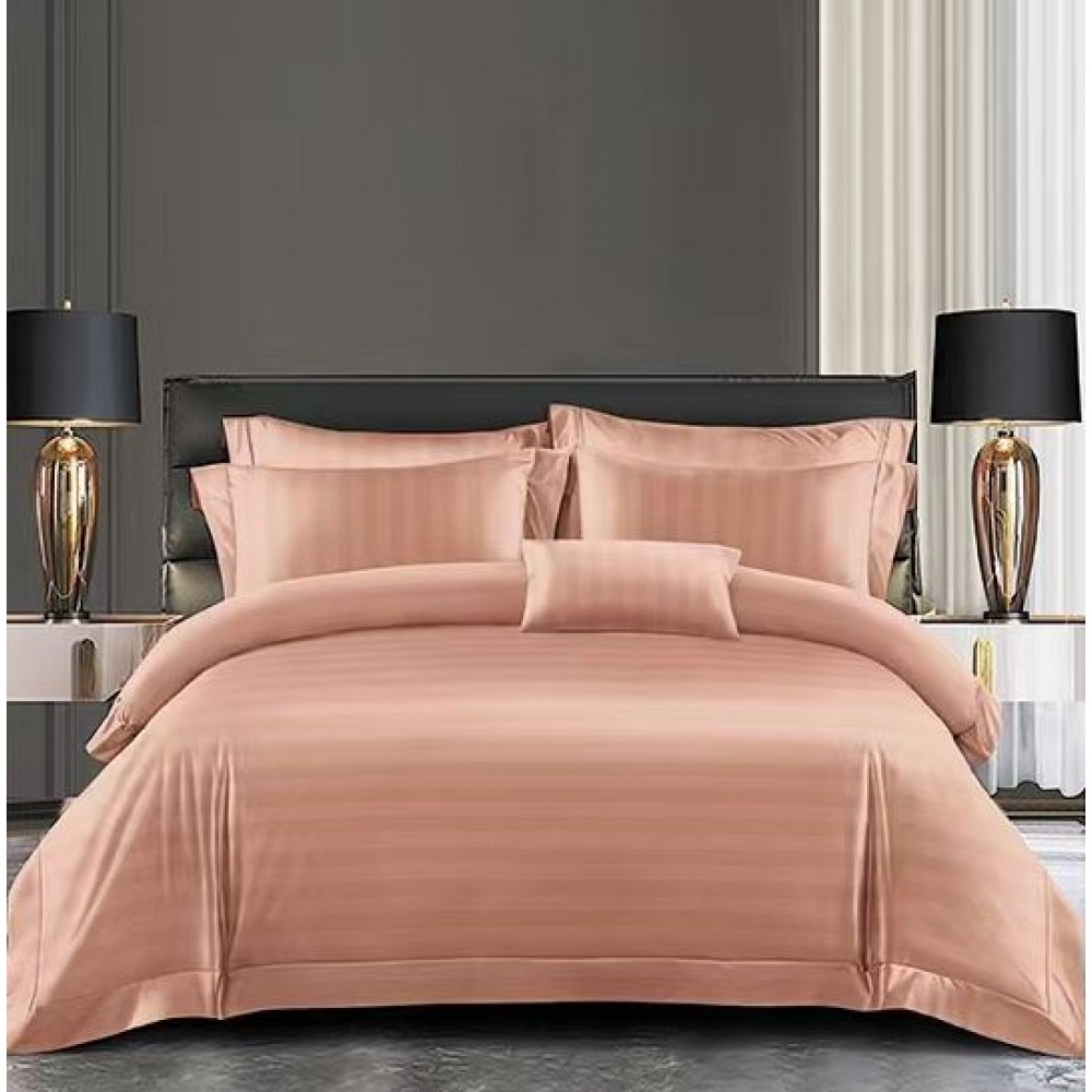 Set Lenjerie Eleganta Damasc din 6 piese cu elestic, Cearceaf de pat 180x200cm, PU-04