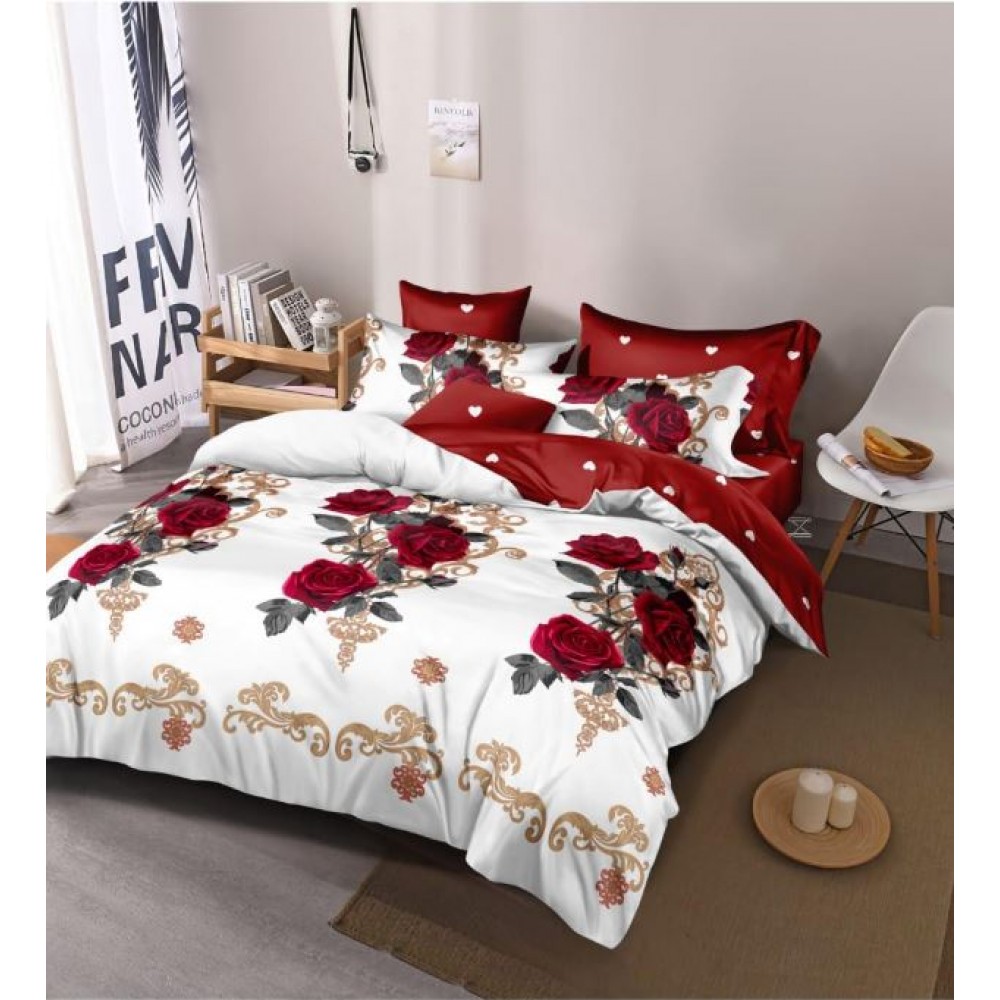 Set Lenjerie Eleganta 6 piese din Finet, Cearceaf de pat 230x240cm, Pat 2 Persoane, PC-8