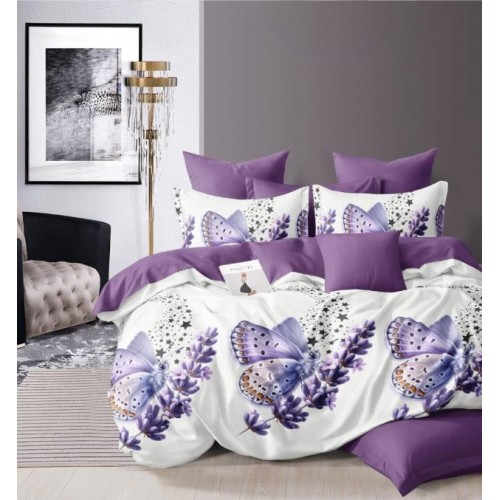 Set Lenjerie Eleganta 6 piese cu elestic din Bumbac Finet, Cearceaf de pat 180x200cm, Pat 2 Persoane, LP-1
