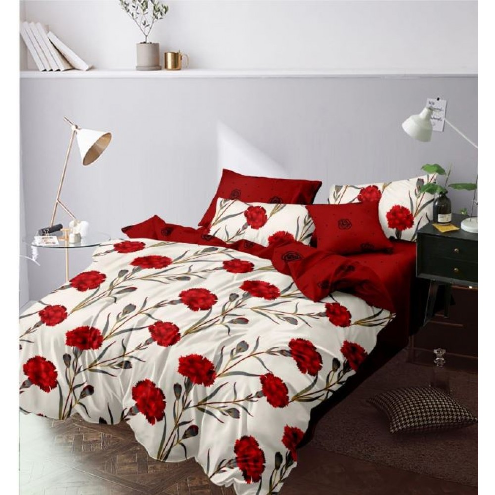 Set Lenjerie Eleganta 6 piese cu elestic din Bumbac Finet, Cearceaf de pat 180x200cm, Pat 2 Persoane, LP-4