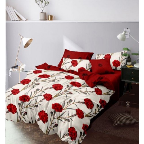 Set Lenjerie Eleganta 6 piese cu elestic din Bumbac Finet, Cearceaf de pat 180x200cm, Pat 2 Persoane, LP-4