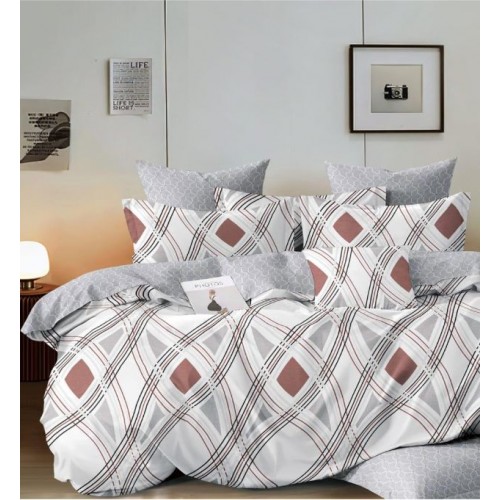 Set Lenjerie Eleganta 6 piese cu elestic din Bumbac Finet, Cearceaf de pat 180x200cm, Pat 2 Persoane, LP-5