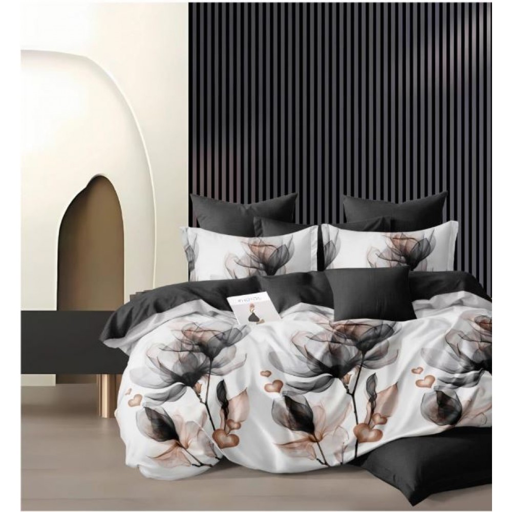 Set Lenjerie Eleganta 6 piese cu elestic din Bumbac Finet, Cearceaf de pat 180x200cm, Pat 2 Persoane, LP-8